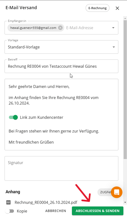 E-Rechnung versenden
