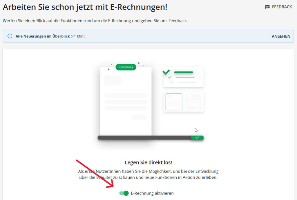 E-Rechnung Einstellung aktivieren in Lexware Office